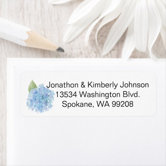 Blue Hydrangea Return Address Label (Insitu)