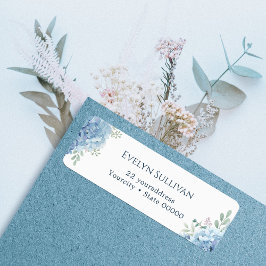 Blue hydrangea return address label