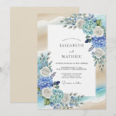 Blue Hydrangea Romantic Flourish Wedding Kaart (Voorkant / Achterkant)