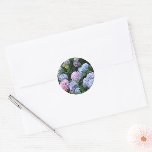 Blue Hydrangea Ronde Sticker (Envelop)