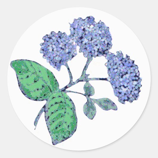 Blue Hydrangea Ronde Sticker (Voorkant)