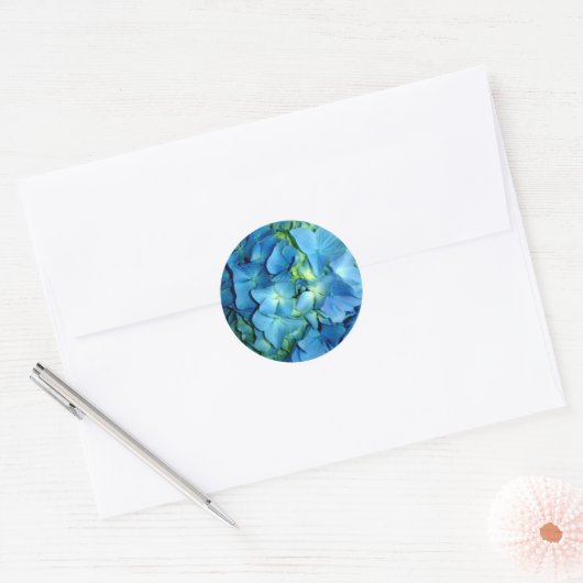 Blue Hydrangea Ronde Sticker (Envelop)