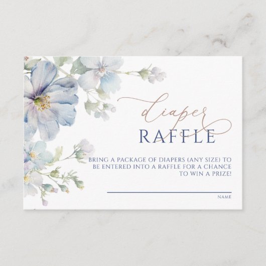 Blue Hydrangea & Roos Flowers Luier Raffle Kaart (Voorkant)