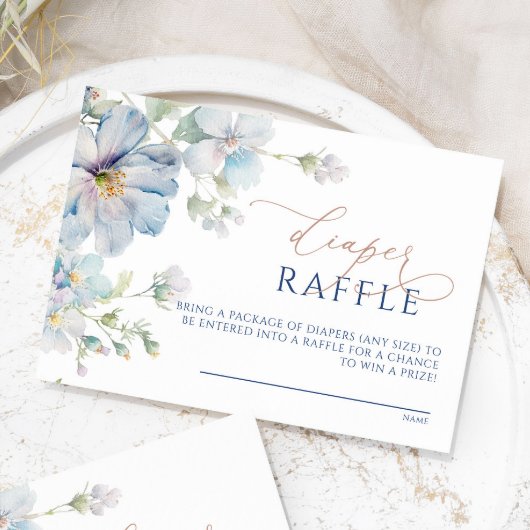 Blue Hydrangea & Roos Flowers Luier Raffle Kaart