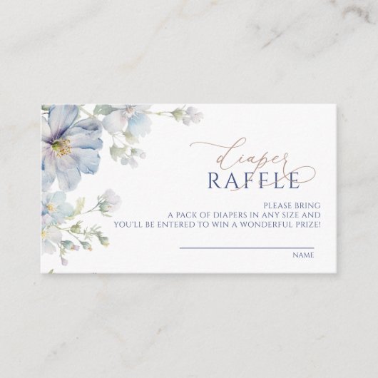 Blue Hydrangea & Roos Luier Raffle Ticket Informatiekaartje (Voorkant)