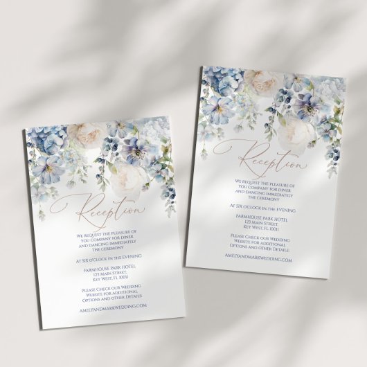 Blue Hydrangea & Roos Reception Enclosure Kaart