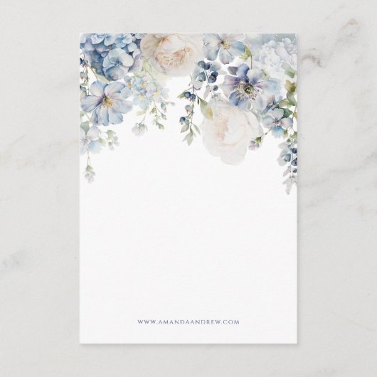 Blue Hydrangea & Roos Reception Enclosure Kaart (Achterkant)