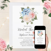 Blue Hydrangea Roze Bloemen Botanisch Vrijgezellen Kaart