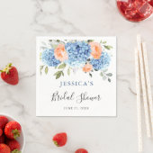 Blue Hydrangea Roze Blush Rozen Vrijgezellenfeest Servet (Insitu)