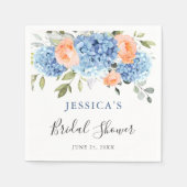 Blue Hydrangea Roze Blush Rozen Vrijgezellenfeest Servet (Voorkant)