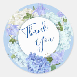 Blue Hydrangea Rozen Groen Bloemen Dank u Ronde Sticker