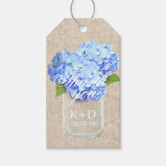 Blue Hydrangea rustieke bruiloft gunst dank u Cadeaulabel (Voorkant)