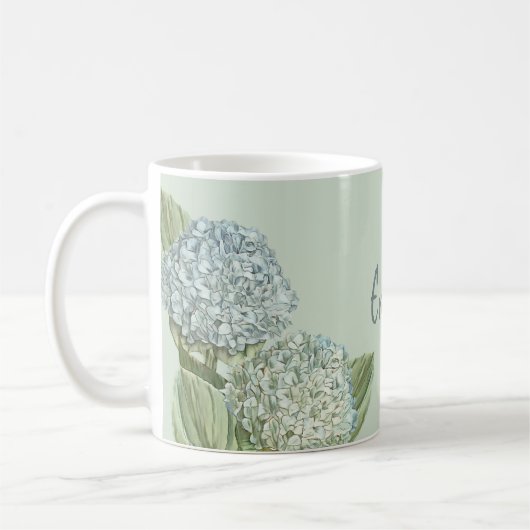 Blue Hydrangea/Sage Green Koffiemok (Links)