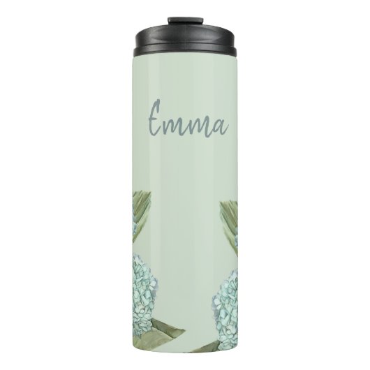 Blue Hydrangea/Sage Green Thermosbeker (Voorkant)