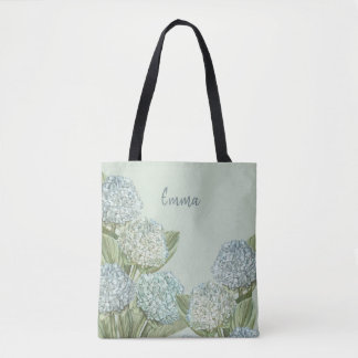 Blue Hydrangea/Sage Green Tote Bag