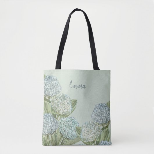 Blue Hydrangea/Sage Green Tote Bag (Voorkant)