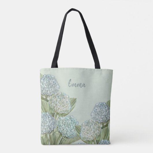 Blue Hydrangea/Sage Green Tote Bag (Achterkant)