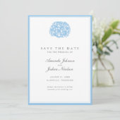Blue Hydrangea Save the Date (Staand voorkant)