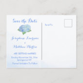 Blue Hydrangea Save the Date Aankondigingskaart (Achterkant)