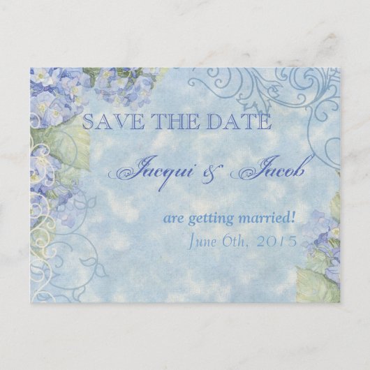 Blue Hydrangea, Save the Date Briefkaart (Voorkant)