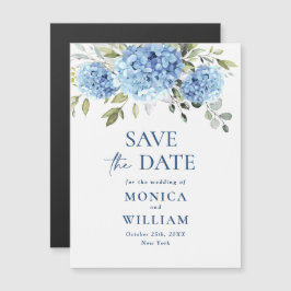 Blue Hydrangea Save the Date Magnetische Kaart