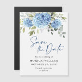 Blue Hydrangea Save the Date Magnetische Kaart (Voorkant / Achterkant)