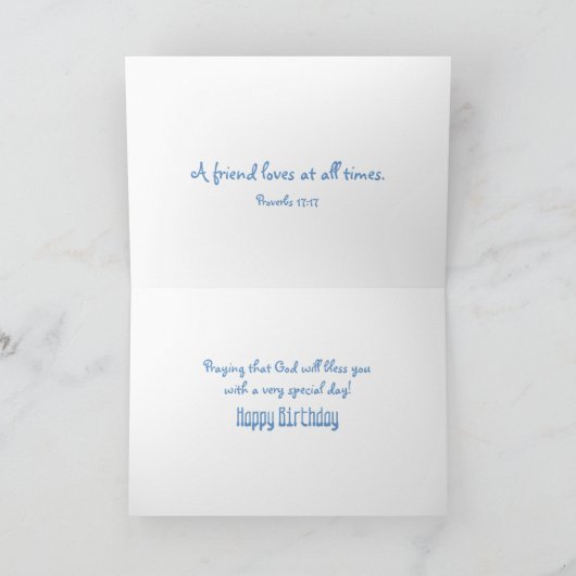 Blue Hydrangea Scripture Verjaardag Kaart (Binnen)