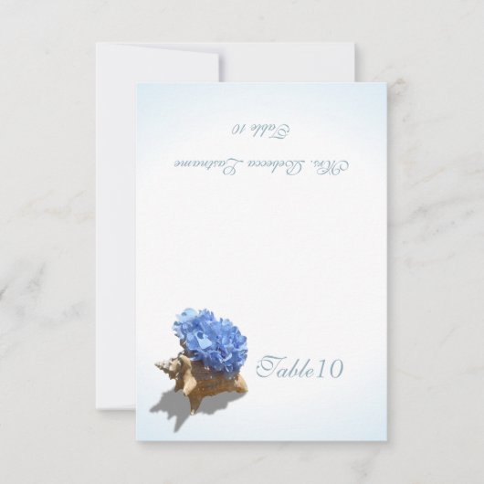 Blue Hydrangea Seashell Place Card Kaart (Voorkant)