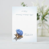 Blue Hydrangea Seashell Place Card Kaart (Staand voorkant)