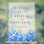 Blue Hydrangea Seaside Wedding Welkom Ondoorzichti Acryl Bord (Neutraal)
