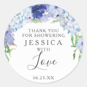 Blue Hydrangea Shower Favor Sticker