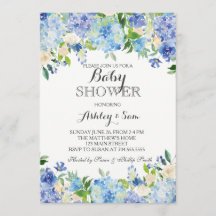 Blue hydrangea Shower Invitation