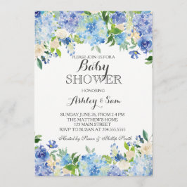 Blue hydrangea Shower Invitation Kaart