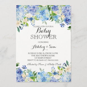 Blue hydrangea Shower Invitation Kaart