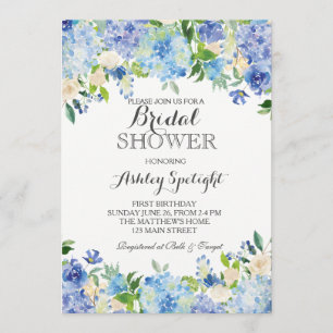Blue hydrangea Shower Invitation Kaart