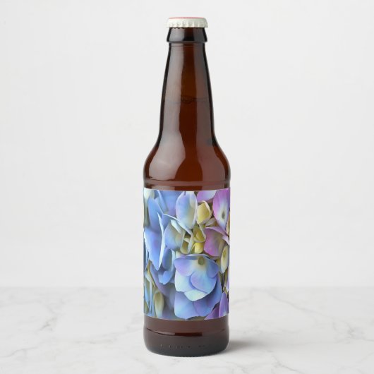 Blue Hydrangea Shrub Artistic Bossom Bier Etiket (Voorkant)