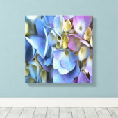 Blue Hydrangea Shrub Artistic Bossom Canvas Afdruk (Insitu (Houten vloer))