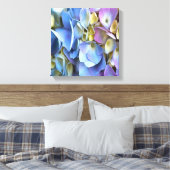 Blue Hydrangea Shrub Artistic Bossom Canvas Afdruk (Insitu (Slaapkamer))