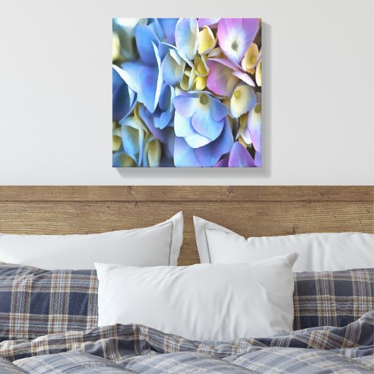 Blue Hydrangea Shrub Artistic Bossom Canvas Afdruk (Insitu (Slaapkamer))