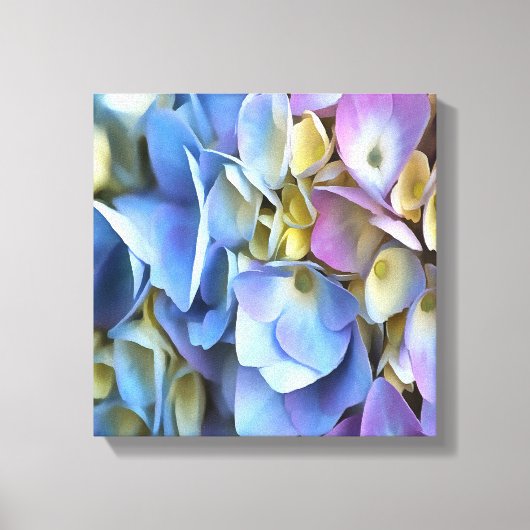 Blue Hydrangea Shrub Artistic Bossom Canvas Afdruk (Voorkant)
