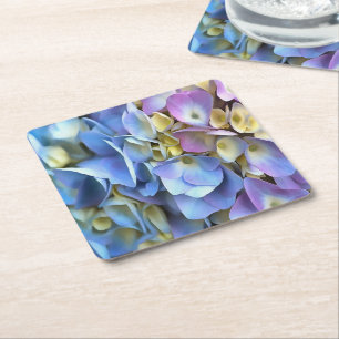 Blue Hydrangea Shrub Artistic Bossom Kartonnen Onderzetters