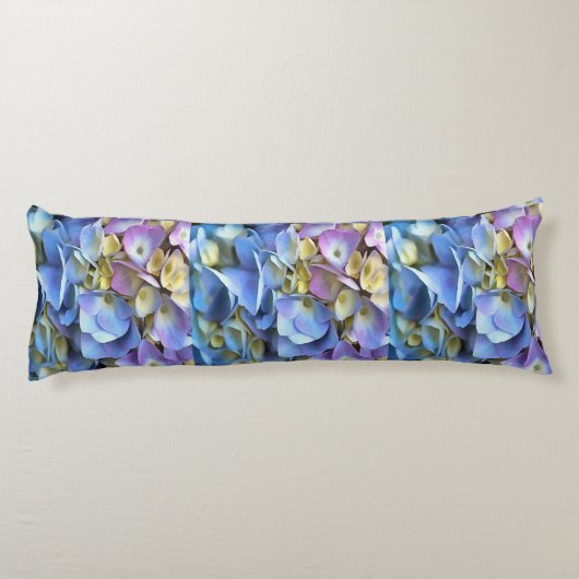 Blue Hydrangea Shrub Artistic Bossom Lichaamskussen (Achterkant)