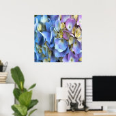 Blue Hydrangea Shrub Artistic Bossom Poster (Thuiskantoor)