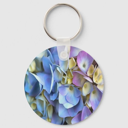 Blue Hydrangea Shrub Artistic Bossom Sleutelhanger (Voorkant)