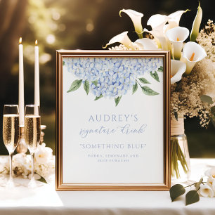 Blue Hydrangea Signature Drink Bar Sign Poster
