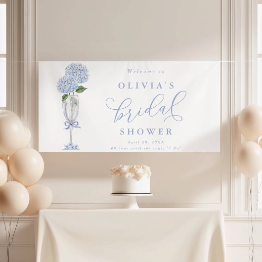  Blue Hydrangea & Silver Champagne Welcome Spandoek