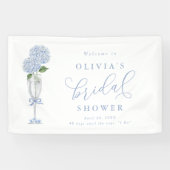  Blue Hydrangea & Silver Champagne Welcome Spandoek (Horizontaal)