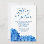 Blue Hydrangea Simple Casual Wedding Invitation Kaart (Voorkant)