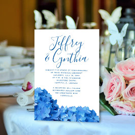Blue Hydrangea Simple Casual Wedding Invitation Kaart