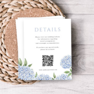 Blue Hydrangea Simple Detail QR Code Informatiekaartje